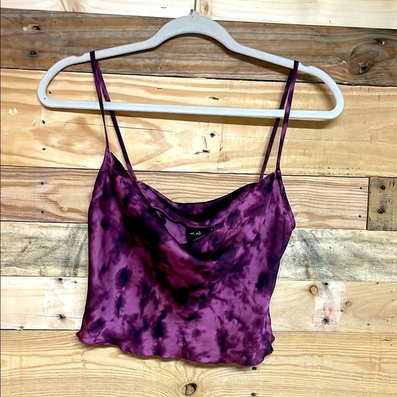 Out From Under size SP Purple & Black Silk Sleeveless Tie-Dye Cropped Blouse - Picture 1 of 7